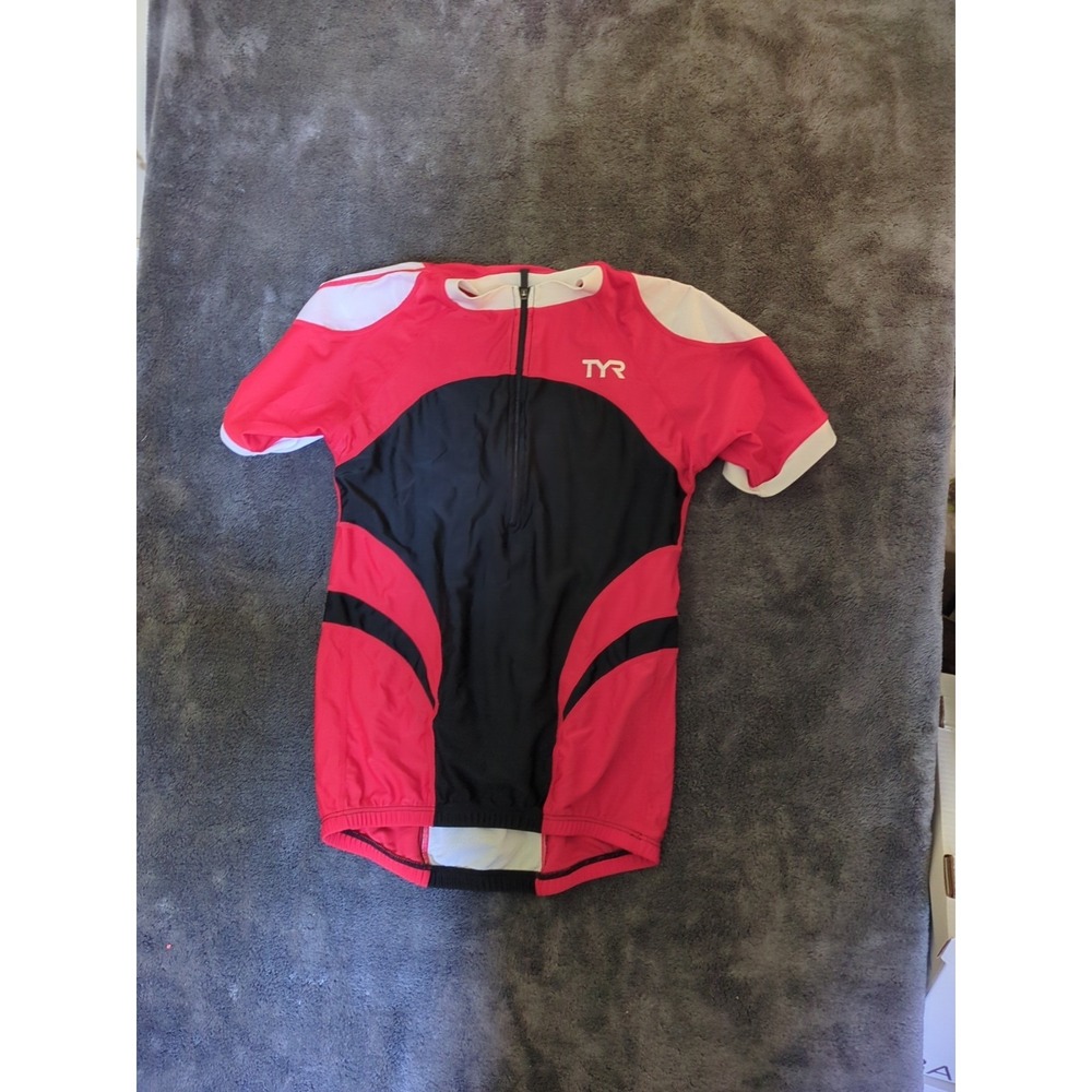 Tyr Women's Size Small Black Red White Cycling Jersey
